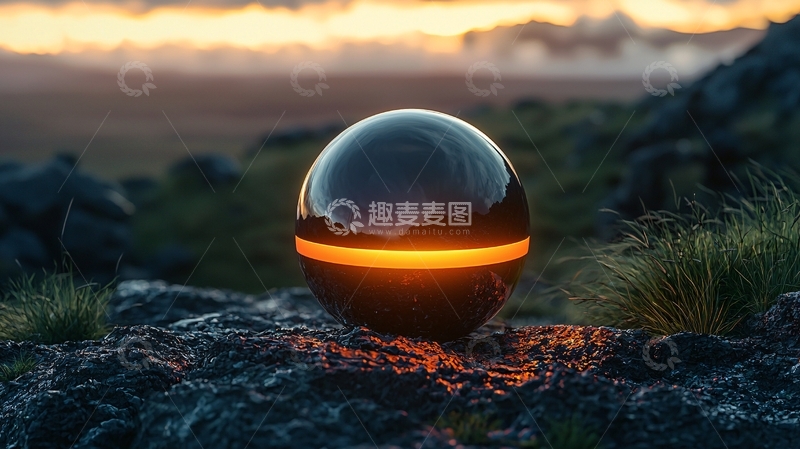 高清大图下载【趣麦麦图】日落荒野黑球光带