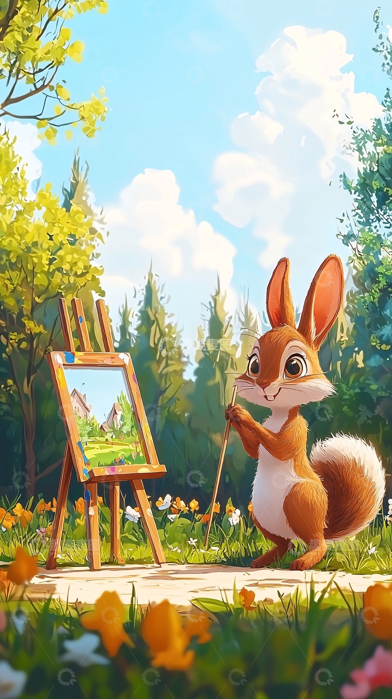 高清大图下载【趣麦麦图】兔子绘画风景
