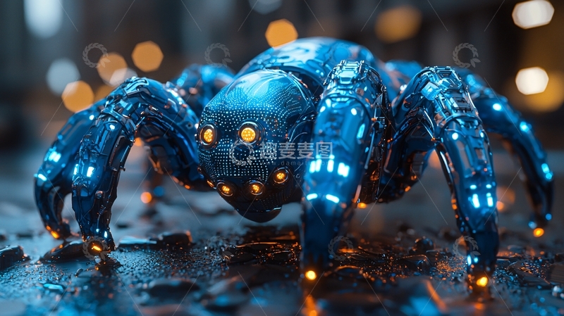 高清大图下载【趣麦麦图】科幻金属蜘蛛机器人