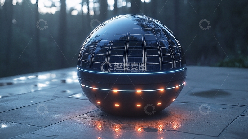 高清大图下载【趣麦麦图】光滑黑色球体