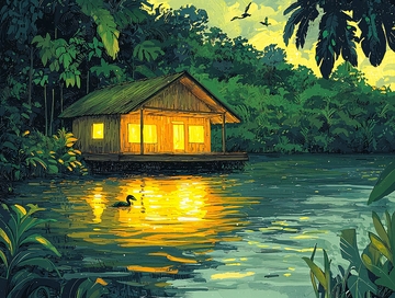 热带雨林中的小屋