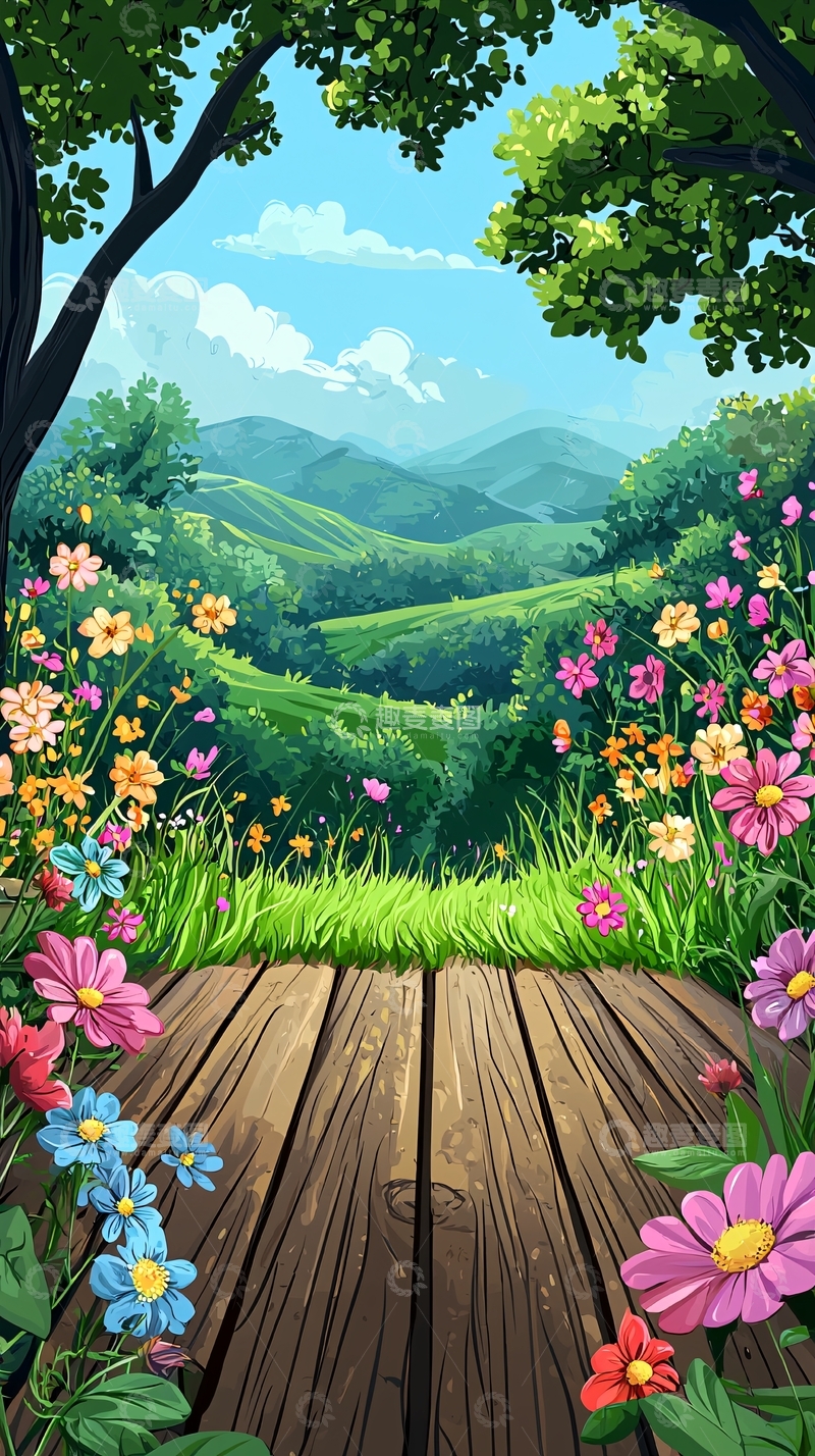 高清大图下载【趣麦麦图】鲜花盛开的田园风光