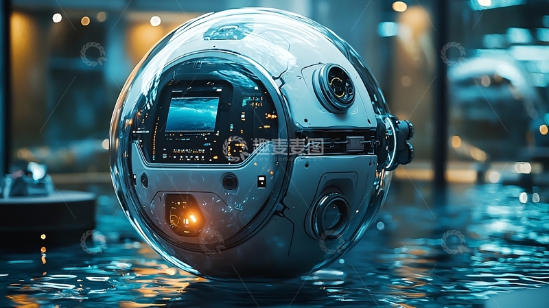 高清大图下载【趣麦麦图】未来科技球形机器人