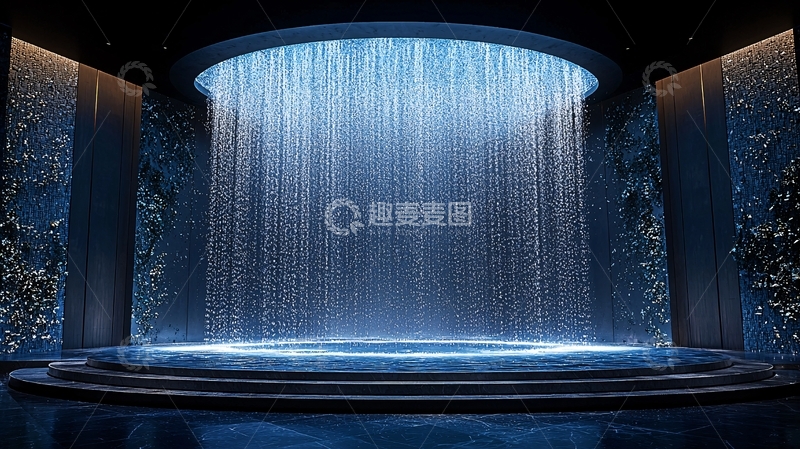 高清大图下载【趣麦麦图】室内圆形瀑布