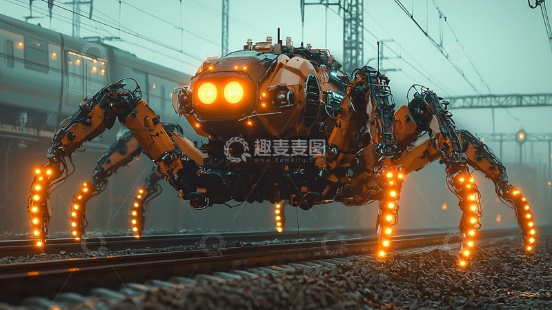 高清大图下载【趣麦麦图】蒸汽朋克蜘蛛机器人