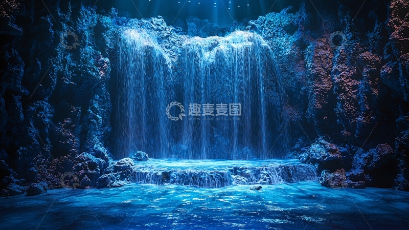 高清大图下载【趣麦麦图】蓝色瀑布