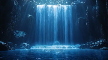幽蓝瀑布洞穴奇观