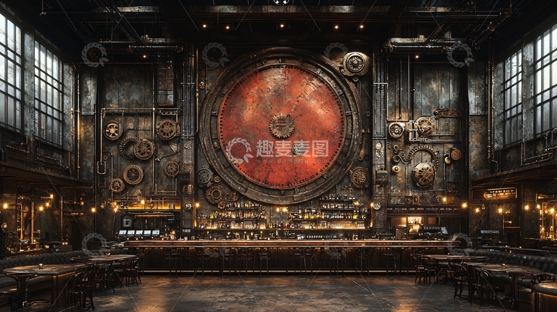 高清大图下载【趣麦麦图】蒸汽朋克风格酒吧内景