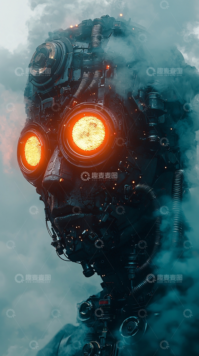 高清大图下载【趣麦麦图】蒸汽朋克风格机械头