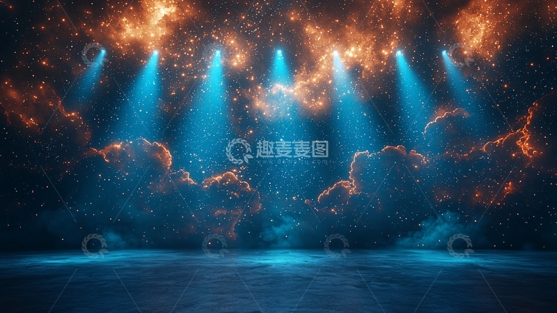 高清大图下载【趣麦麦图】梦幻蓝色橙色宇宙背景