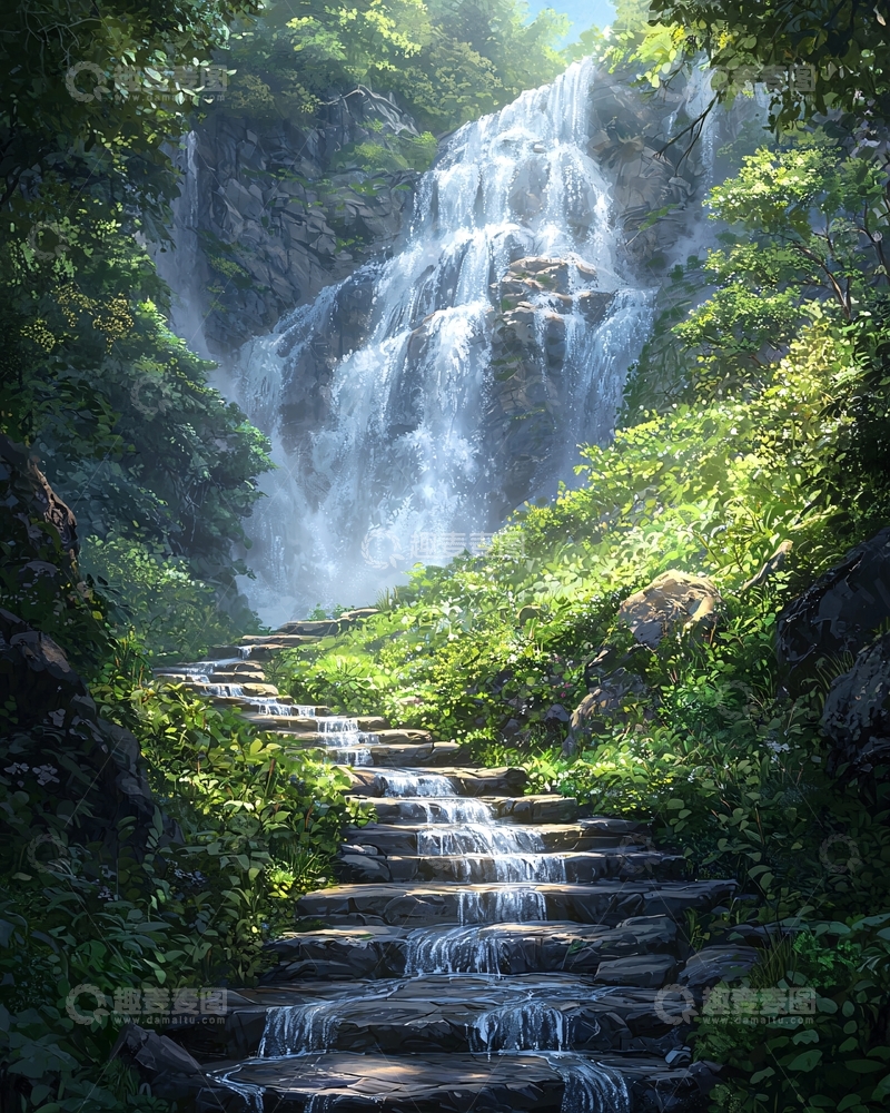 高清大图下载【趣麦麦图】瀑布阶梯