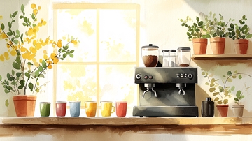 明媚阳光下的咖啡角