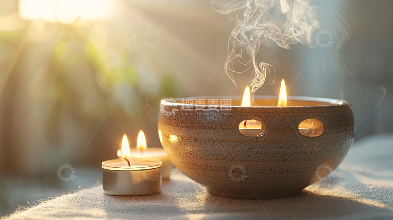 高清大图下载【趣麦麦图】温暖的烛光与烟雾弥漫