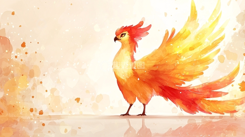 高清大图下载【趣麦麦图】水彩风格火凤凰