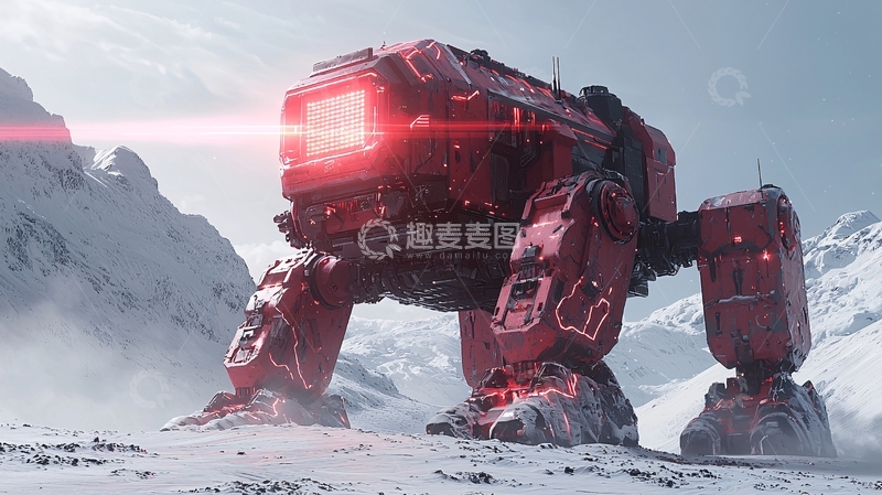 高清大图下载【趣麦麦图】红色巨型机械战车