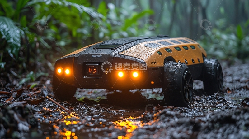 高清大图下载【趣麦麦图】泥地里的小型黄色越野车