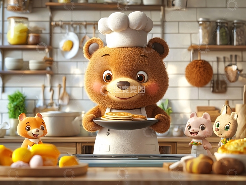 高清大图下载【趣麦麦图】卡通厨师熊