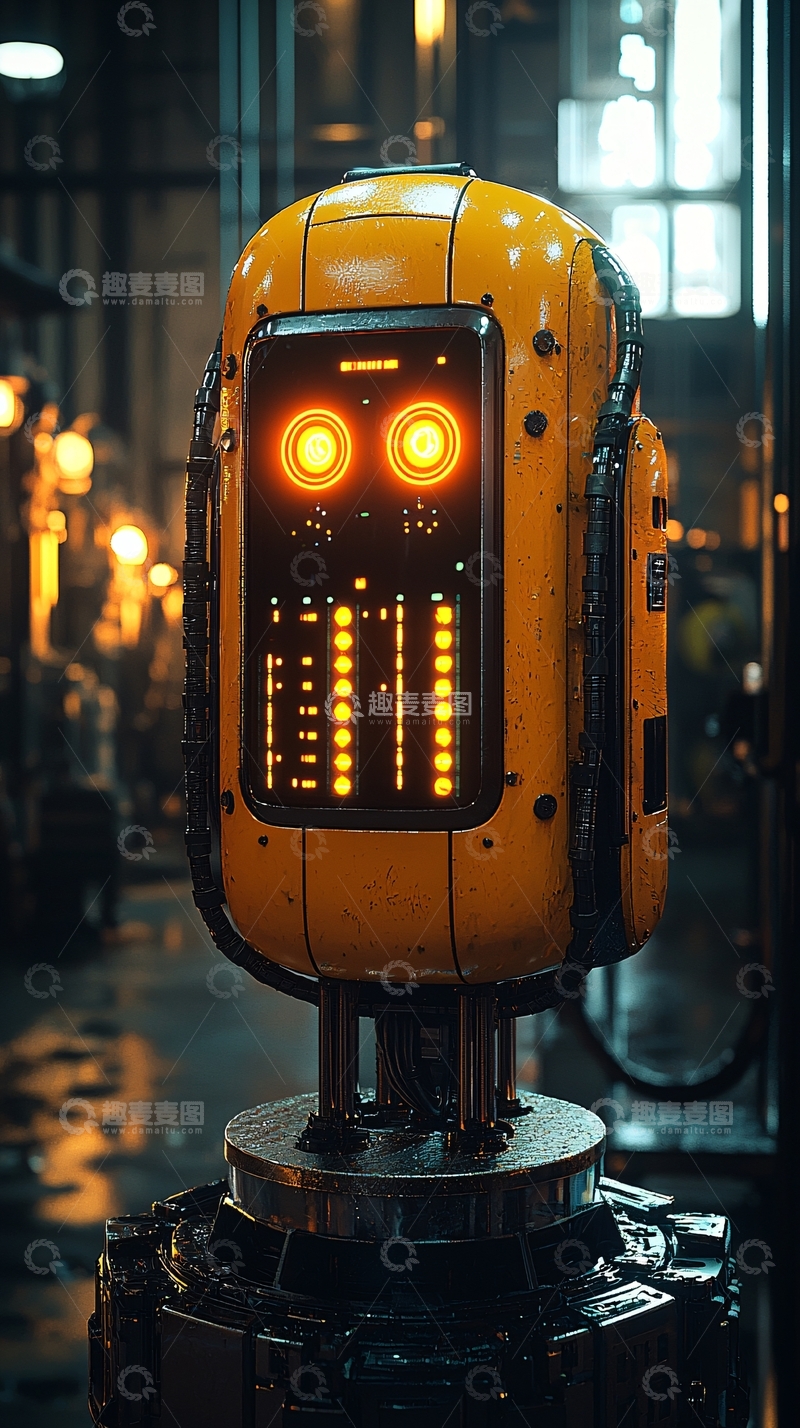 高清大图下载【趣麦麦图】复古工业风黄色机器人
