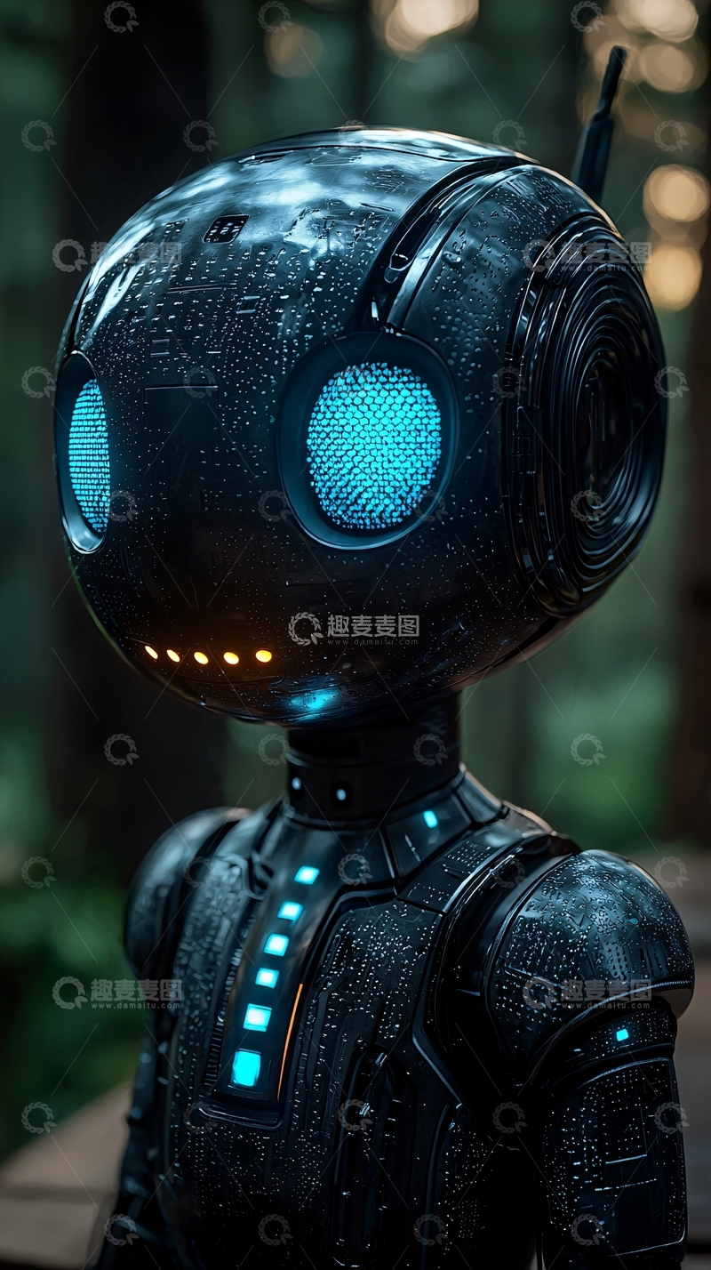 高清大图下载【趣麦麦图】黑色系呆萌机器人