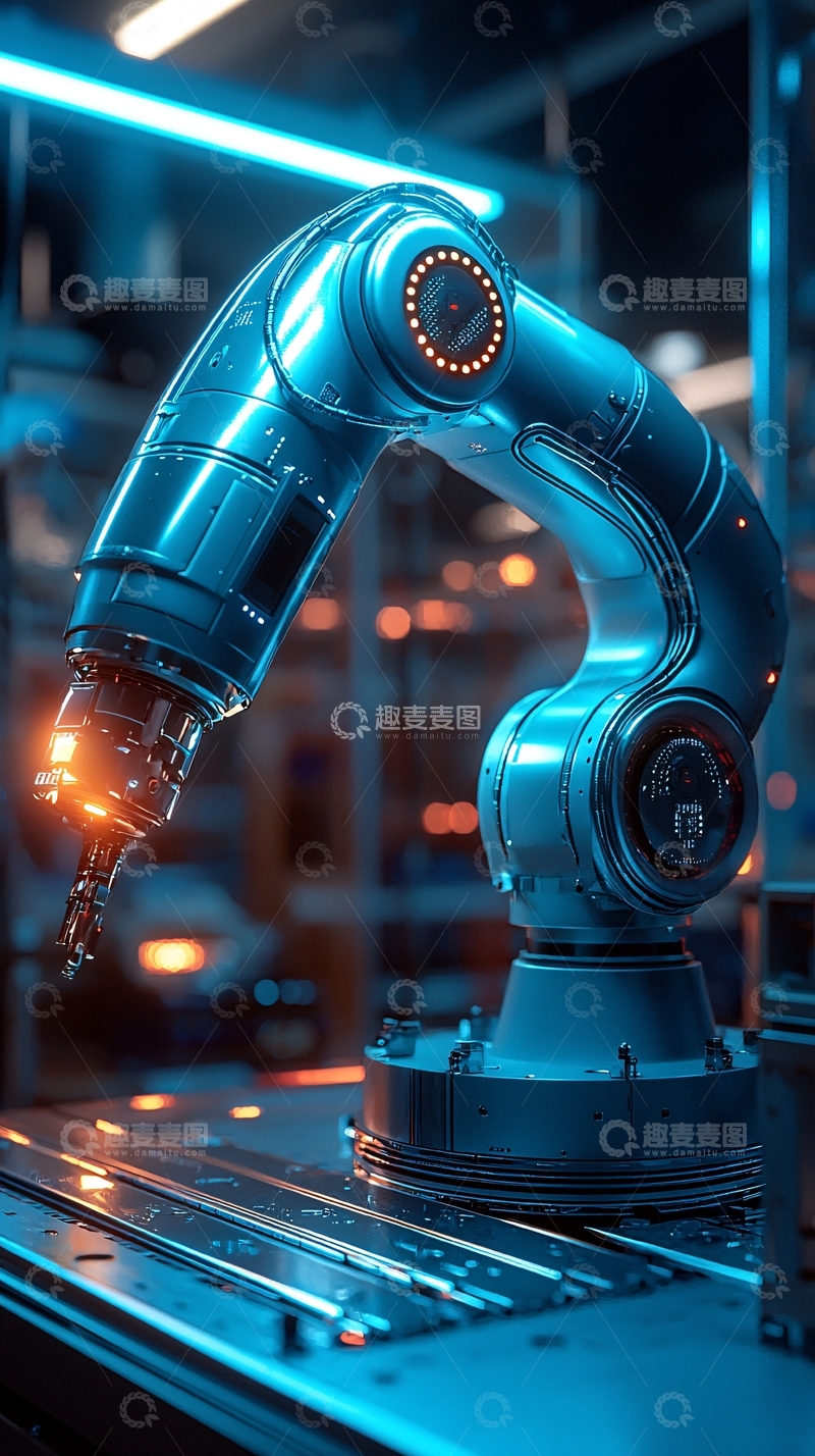 高清大图下载【趣麦麦图】未来科技感工业机器人手臂