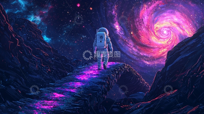 高清大图下载【趣麦麦图】宇航员太空探索