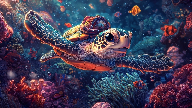 高清大图下载【趣麦麦图】卡通海龟