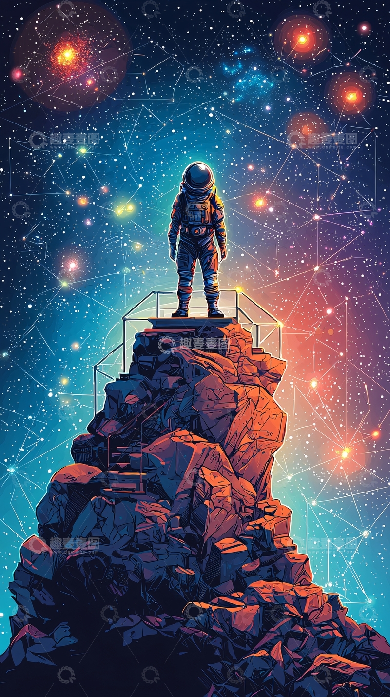 高清大图下载【趣麦麦图】宇航员太空站立