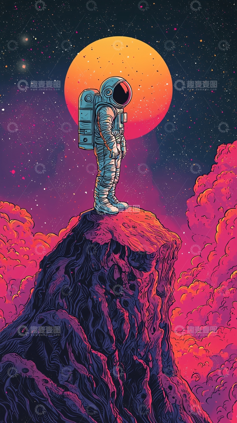 高清大图下载【趣麦麦图】宇航员太空风景