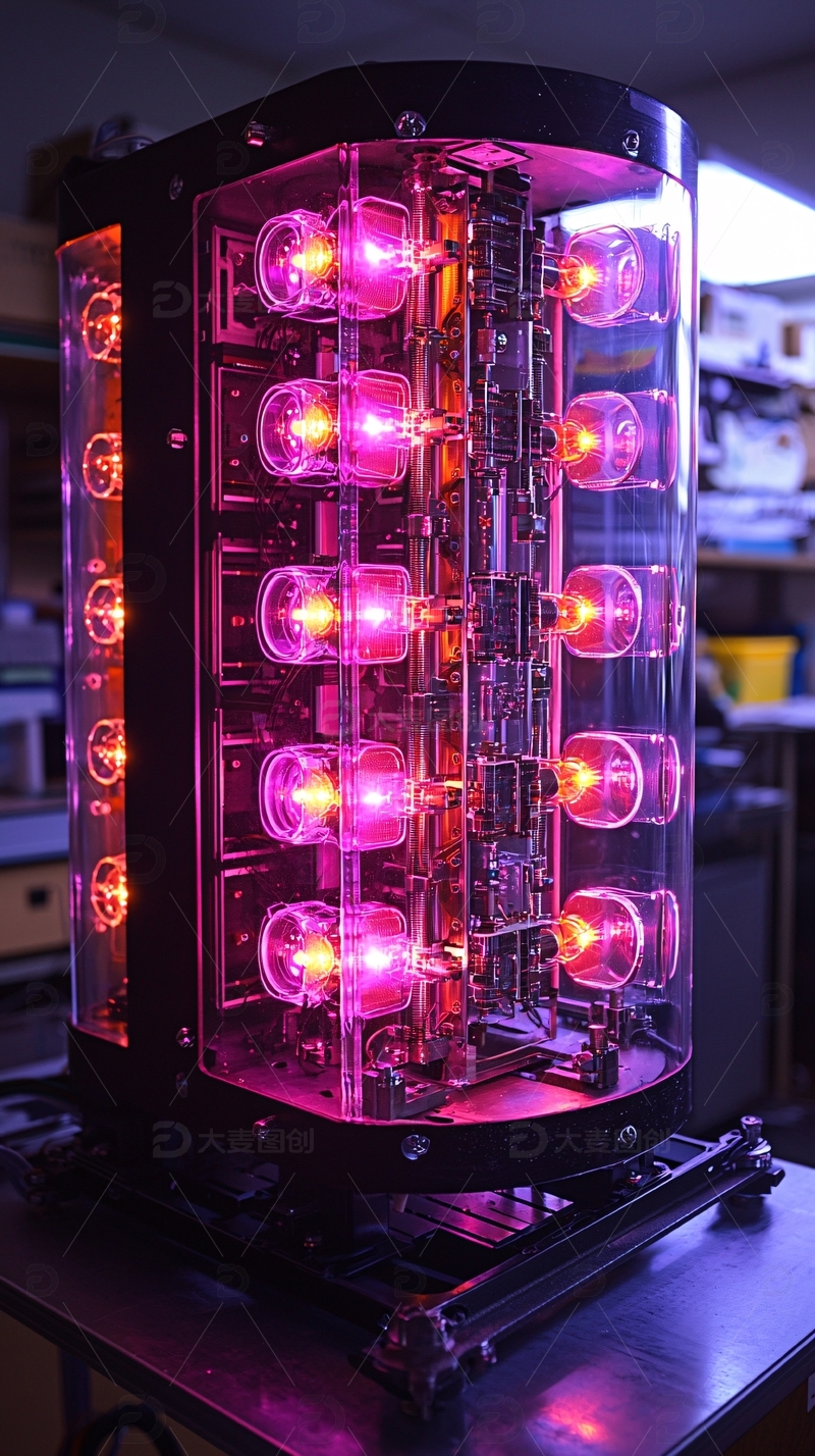 高清大图下载【趣麦麦图】透明柱状量子计算机