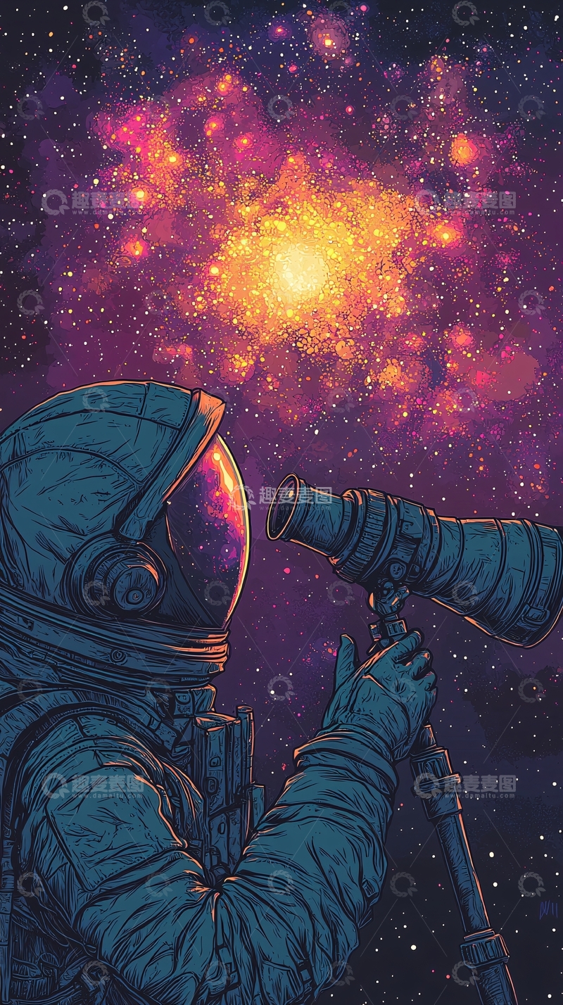 高清大图下载【趣麦麦图】宇航员观测宇宙星云