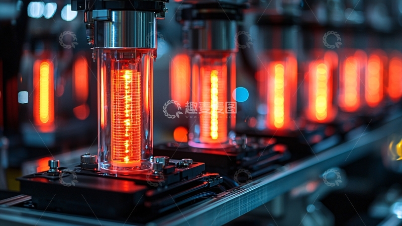 高清大图下载【趣麦麦图】流水线上的红色发光元件