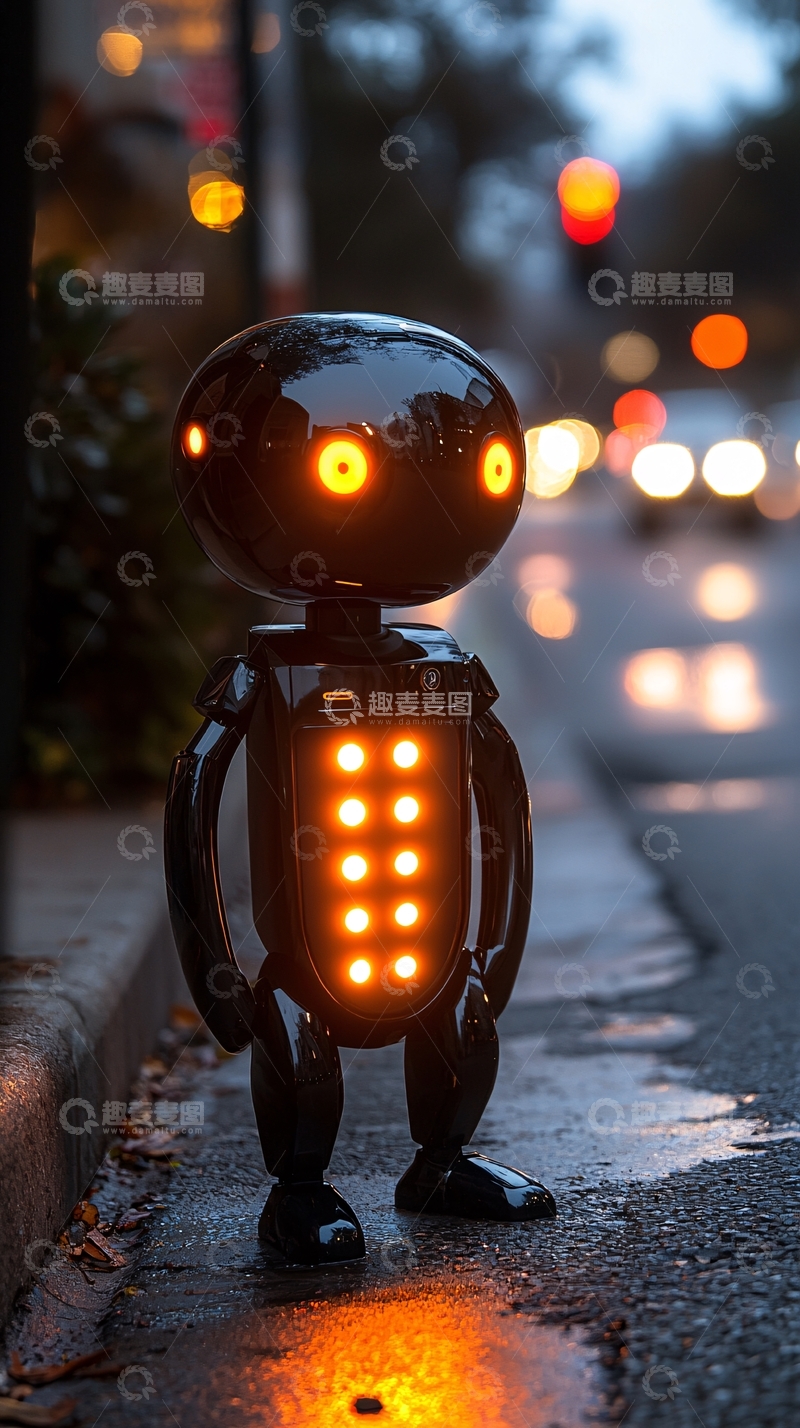 高清大图下载【趣麦麦图】黑色小机器人