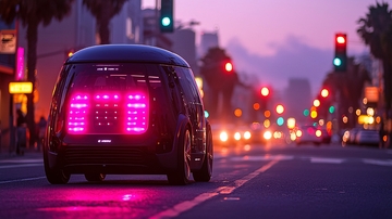 夜晚城市街道自动驾驶汽车