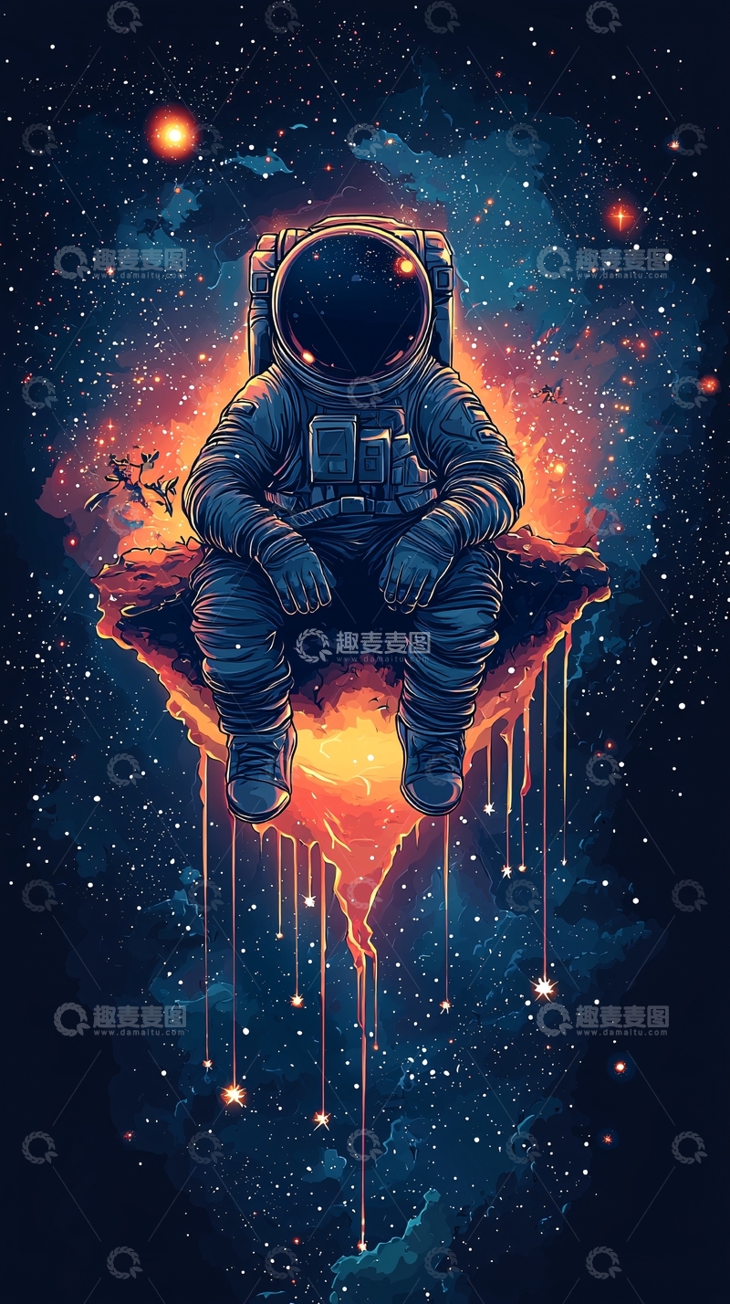 高清大图下载【趣麦麦图】宇宙中孤独的宇航员