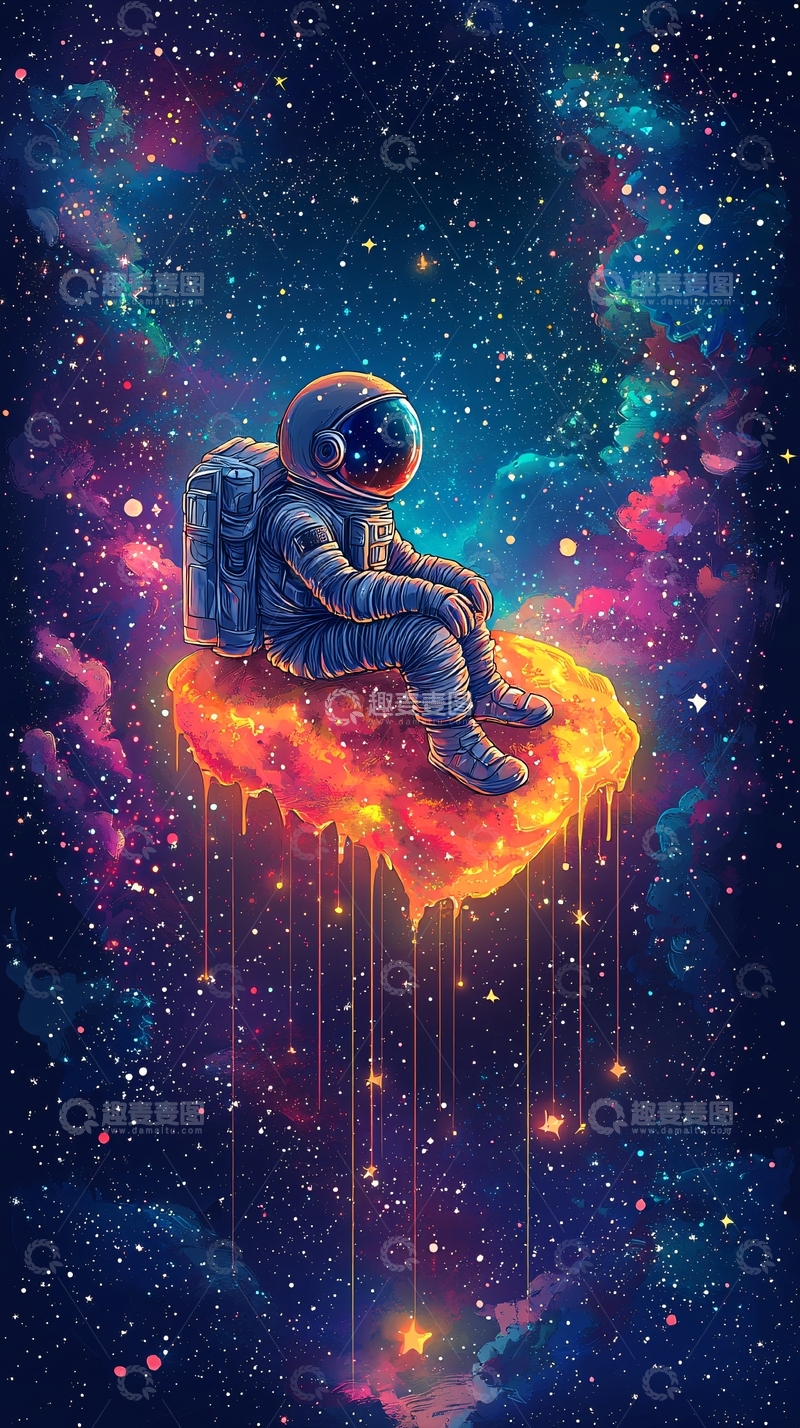 高清大图下载【趣麦麦图】宇宙星空中的宇航员