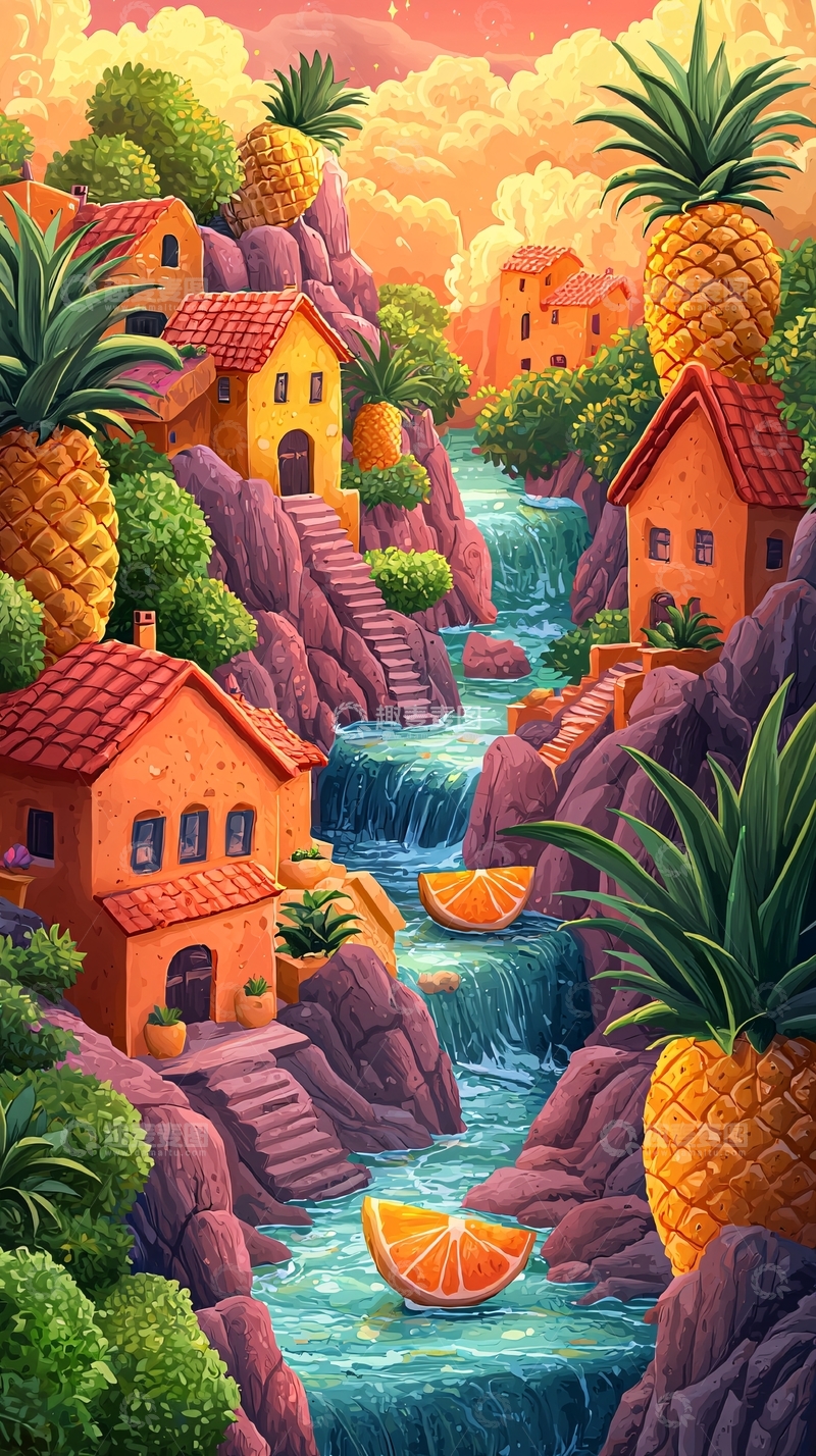 高清大图下载【趣麦麦图】菠萝山谷梦幻小镇