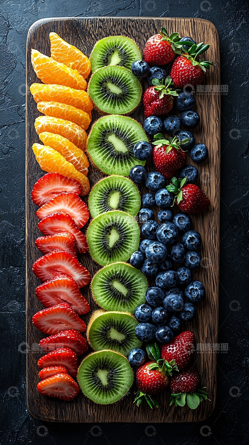 高清大图下载【趣麦麦图】水果拼盘在木板上摆放