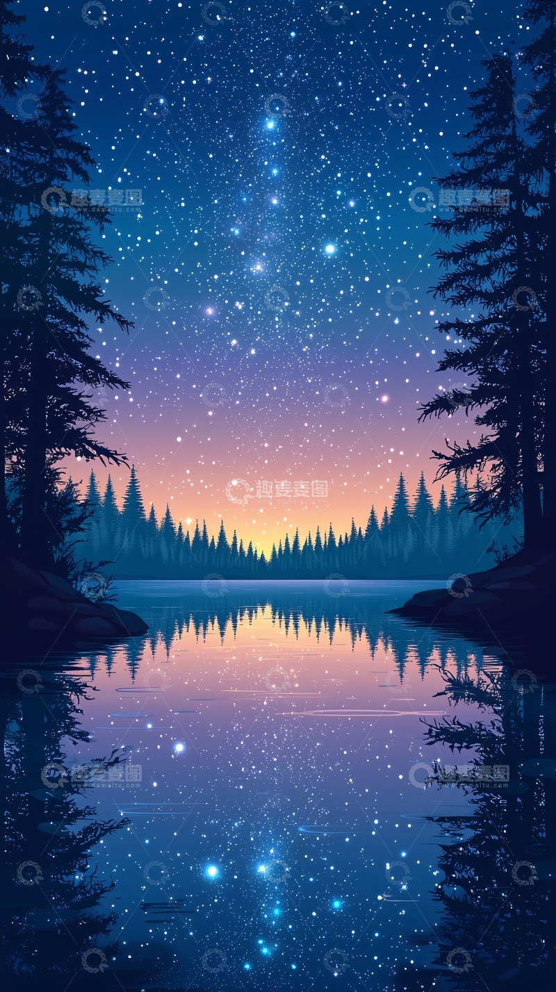 高清大图下载【趣麦麦图】星空倒影