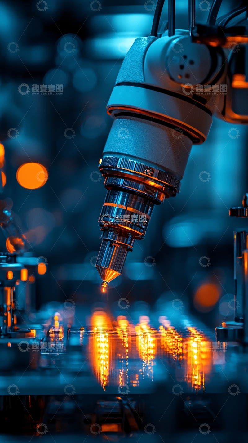 高清大图下载【趣麦麦图】精密机械臂焊接电路板