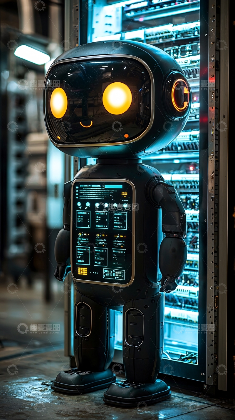 高清大图下载【趣麦麦图】可爱机器人守卫服务器