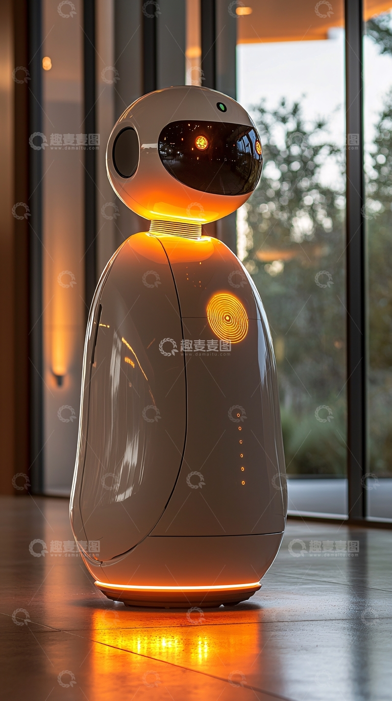 高清大图下载【趣麦麦图】白色圆润服务机器人