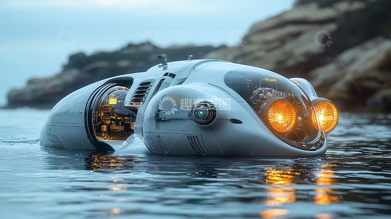 高清大图下载【趣麦麦图】未来感水陆两栖摩托