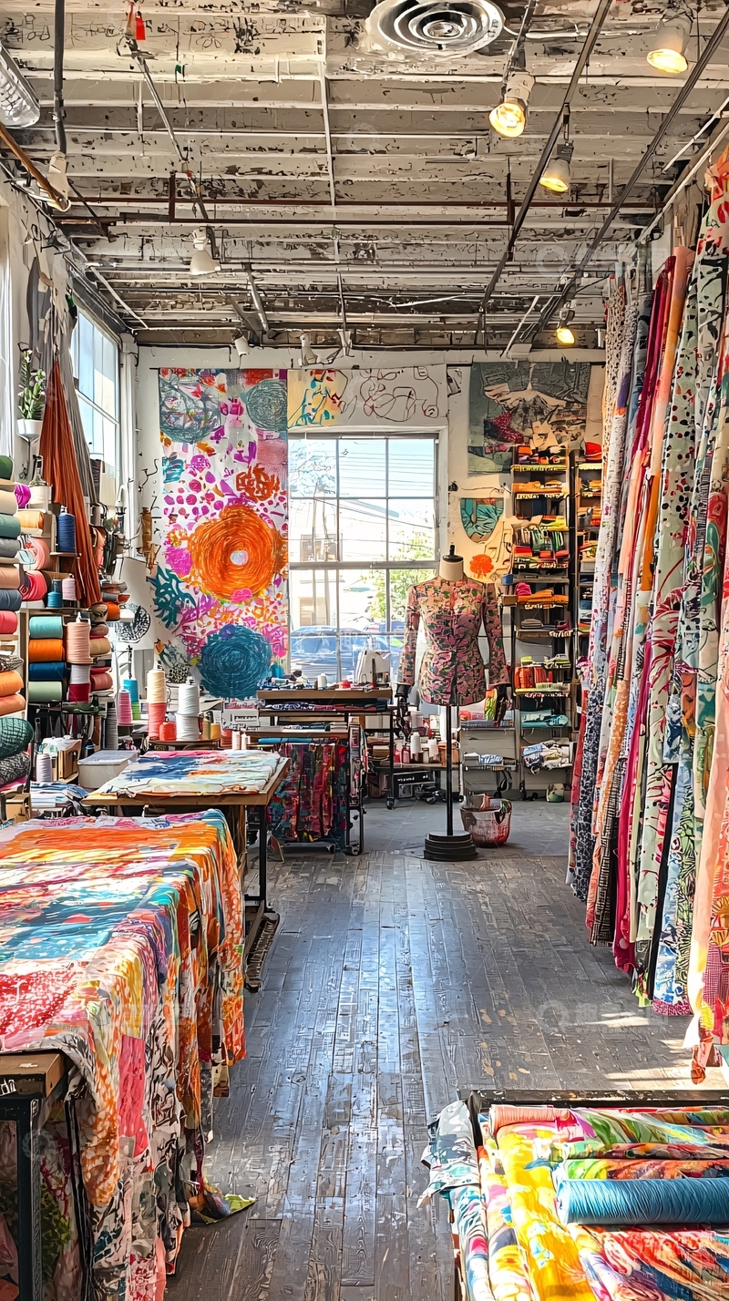 高清大图下载【趣麦麦图】色彩斑斓的纺织品工作室