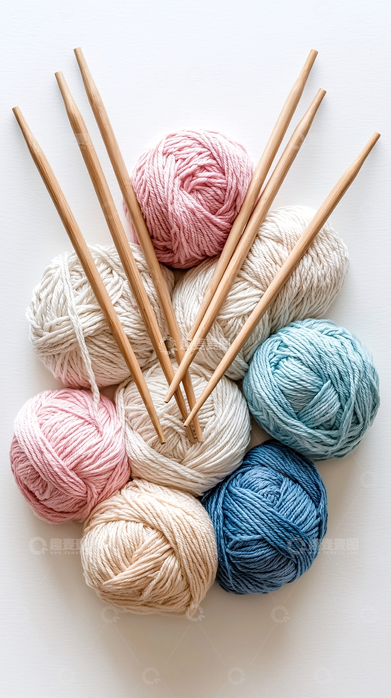 高清大图下载【趣麦麦图】毛线团和针织针
