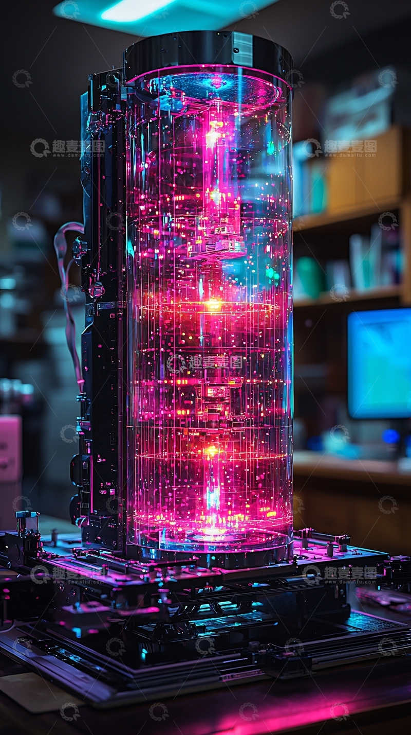 高清大图下载【趣麦麦图】透明水冷柱式电脑主机