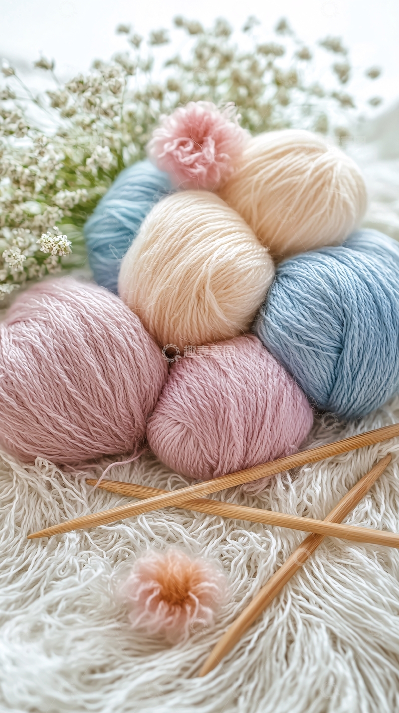 高清大图下载【趣麦麦图】毛线球和针织物