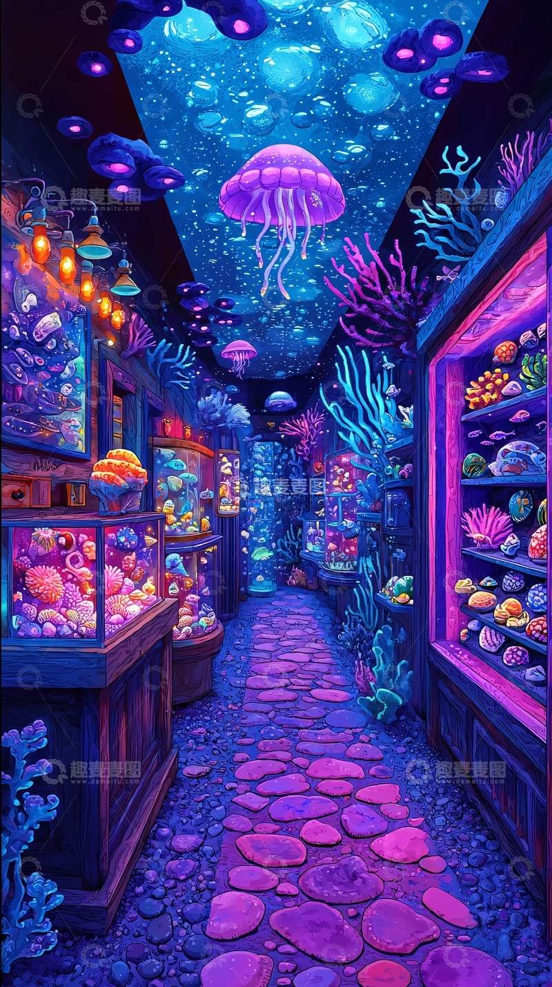 高清大图下载【趣麦麦图】梦幻水母馆场景图