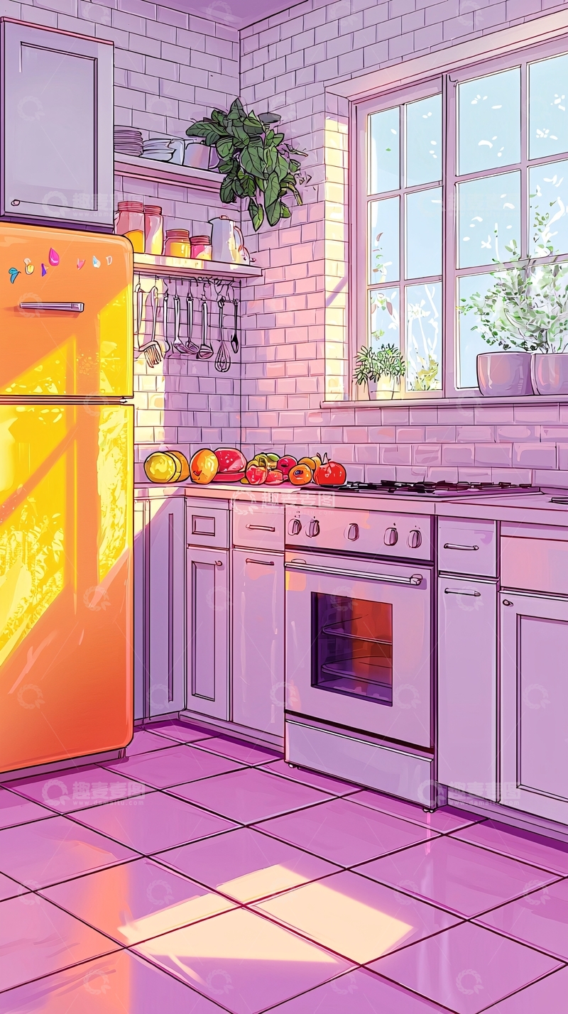 高清大图下载【趣麦麦图】明媚阳光下的厨房