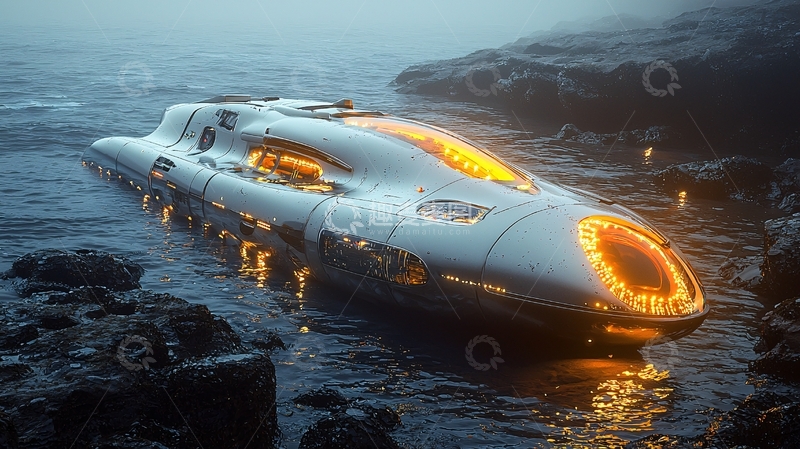高清大图下载【趣麦麦图】未来感科幻飞船搁浅