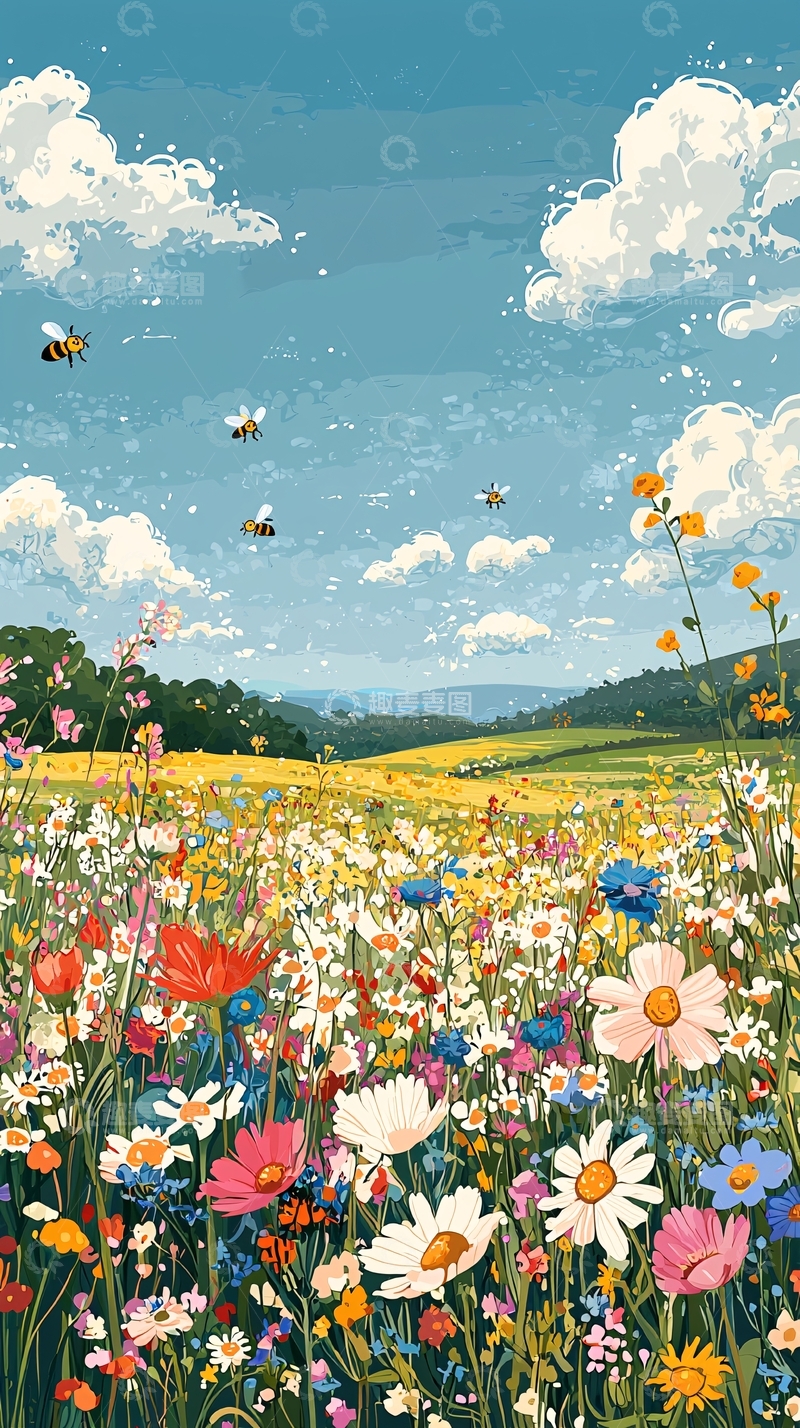 高清大图下载【趣麦麦图】鲜花盛开的田野